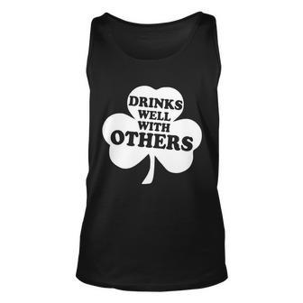 Drinks Well With Others Funny St Patricks Day Drinking Tshirt Unisex Tank Top - Monsterry DE