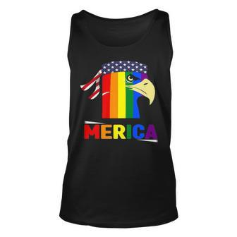 Eagle Merica 4Th Of July Patriotic Proud Lgbt Gay Pride Flag Unisex Tank Top - Thegiftio UK