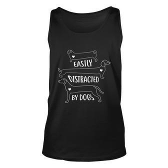 Easily Distracted By Dogs Funny Dog Lover Cool Gift Graphic Design Printed Casual Daily Basic Unisex Tank Top - Thegiftio UK