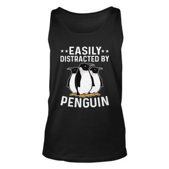 Easily Distracted By Penguins Gentoo Adelie Penguin Lovers Gift Unisex Tank Top - Monsterry DE
