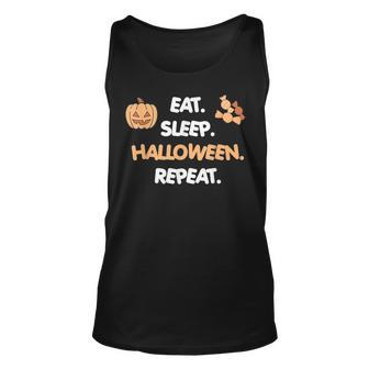 Eat Sleep Halloween Repeat Pumpkin Classic Funny Men Women Tank Top Graphic Print Unisex - Thegiftio UK