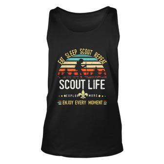 Eat Sleep Scout Repeat Vintage Scouting Scout Life Unisex Tank Top - Monsterry AU