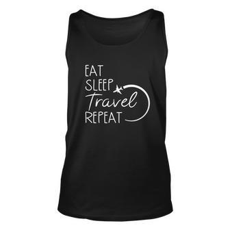 Eat Sleep Travel Repeat Vacation Unisex Tank Top - Monsterry