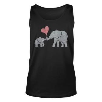 Elephant Hugs Gray Mom And Baby With Red Heart Unisex Tank Top - Thegiftio UK