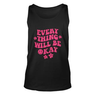 Everything Will Be Okay Funny Positive Flower Face Cute Graphic Design Printed Casual Daily Basic Unisex Tank Top - Thegiftio UK