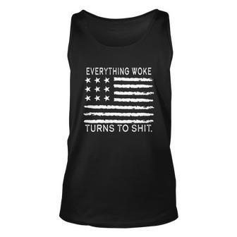 Everything Woke Turns To Shit American Flag Unisex Tank Top - Monsterry DE