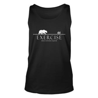 Exercise Some Motivation Required Running From Bear Tshirt Unisex Tank Top - Monsterry AU