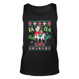 Fa Lla Lla Lla Llama Ugly Christmas Sweater Unisex Tank Top - Monsterry