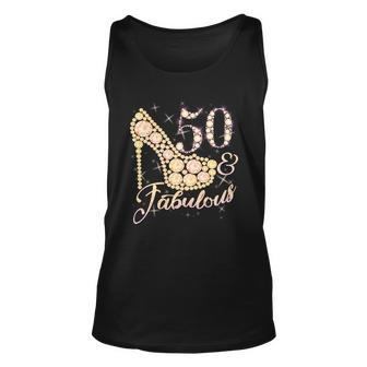 Fabulous & 50 Sparkly Heel 50Th Birthday Tshirt Unisex Tank Top - Monsterry CA