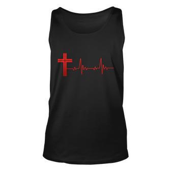 Faith Cross Heartbeat Pulse Tshirt V2 Unisex Tank Top - Monsterry UK