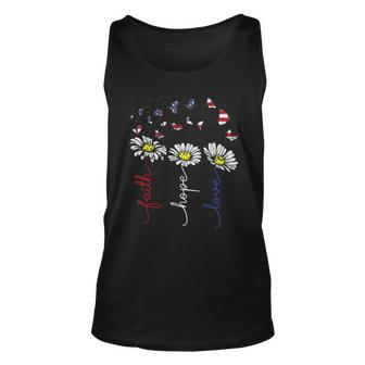 Faith Hope Love Daisy Flowers 4Th Of July Independence Day Unisex Tank Top - Seseable