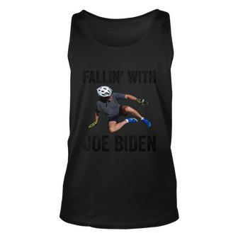 Falling With Joe Biden Falls Off On His Bike Funny Meme Unisex Tank Top - Monsterry