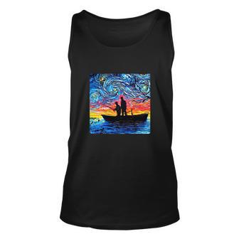 Family Fishing Sunset Retro Fathers Day Unisex Tank Top - Monsterry