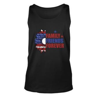 Family Friends Forever Sunflower American Flag 4Th Of July Unisex Tank Top - Monsterry CA