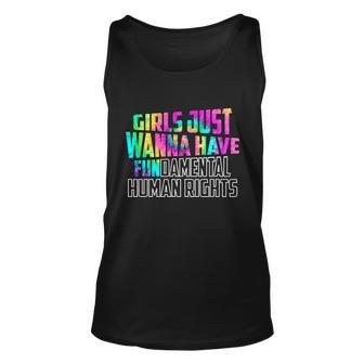 Feminist Shirt Girls Just Wanna Have Fundamental Human Rights Unisex Tank Top - Monsterry AU