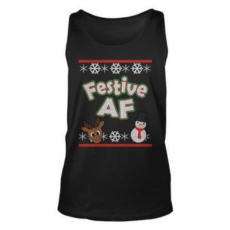 Festive Af Ugly Christmas Sweater Unisex Tank Top - Monsterry DE