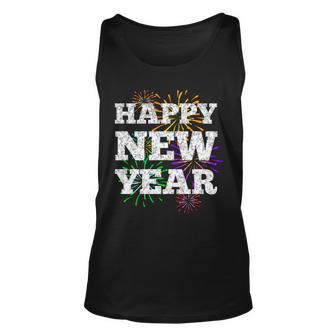 Festive Happy New Year Fireworks Graphic Design Printed Casual Daily Basic Unisex Tank Top - Thegiftio UK