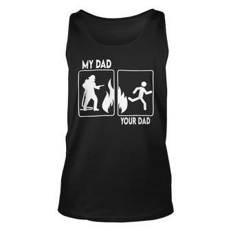 Firefighter Funny Firefighter Dad Fathers Day Proud Daughter Son Boys Unisex Tank Top - Seseable