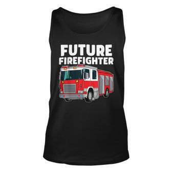Firefighter Future Firefighter Fire Truck Theme Birthday Boy Unisex Tank Top - Seseable