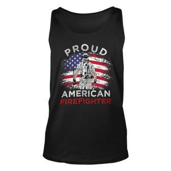 Firefighter Proud American Firefighter Vintage July 4Th For Firefighter Unisex Tank Top - Seseable