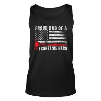 Firefighter Proud Dad Of A Hero Firefighter Father Fire Dad Unisex Tank Top - Seseable