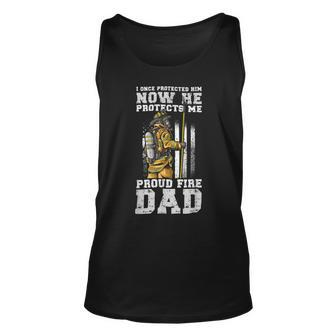Firefighter Proud Fire Dad Firefighter Dad Of A Fireman Father Unisex Tank Top - Seseable