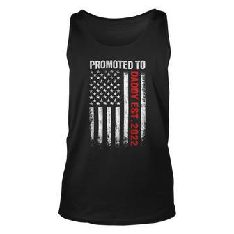 Firefighter Red Line Promoted To Daddy 2022 Firefighter Dad On Back Unisex Tank Top - Seseable