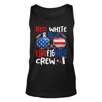 Firefighter Red White Blue Firefighter Crew American Flag Unisex Tank Top - Seseable