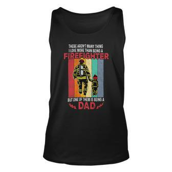 Firefighter Retro Vintage Father And Son Firefighter Dad Fathers Day Unisex Tank Top | Seseable UK