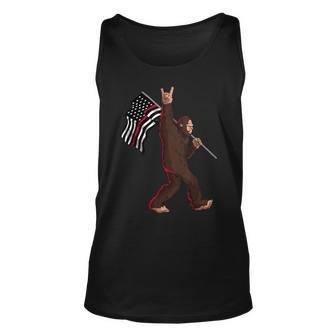 Firefighter Thin Red Line Firefighter Flag Bigfoot Rock And Roll Unisex Tank Top | Seseable UK