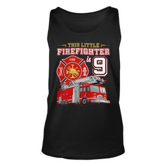 Firefighter This Little Firefighter Is 9 Years Old 9Th Birthday Kid Boy Unisex Tank Top - Seseable
