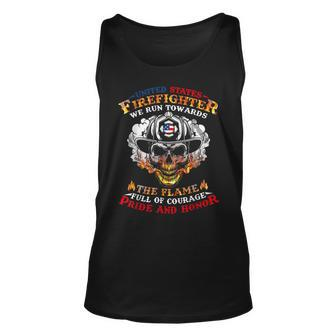 Firefighter United States Firefighter We Run Towards The Flames Firemen_ Unisex Tank Top - Seseable