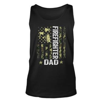 Firefighter Usa Flag Camouflage Firefighter Dad Patriotic Fathers Day_ Unisex Tank Top - Seseable