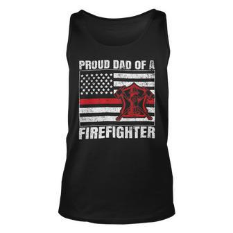Firefighter Vintage Usa Flag Proud Dad Of A Firefighter Fathers Day Unisex Tank Top - Seseable