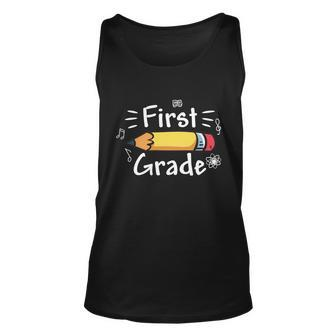 First Grade Pencil Back To School First Day Of School Unisex Tank Top - Monsterry