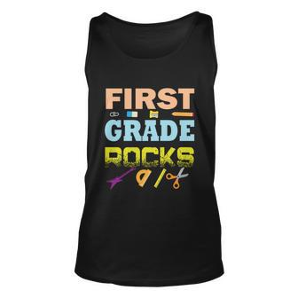 First Grade Rocks Funny School Student Teachers Graphics Plus Size Shirt Unisex Tank Top - Monsterry