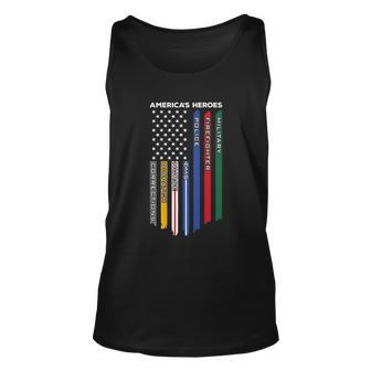 First Responders Police Military Firefighter Nurse Back Tshirt Unisex Tank Top - Monsterry CA