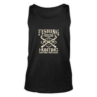 Fishing Solves Most Of My Problems Funny Fisherman Unisex Tank Top - Monsterry