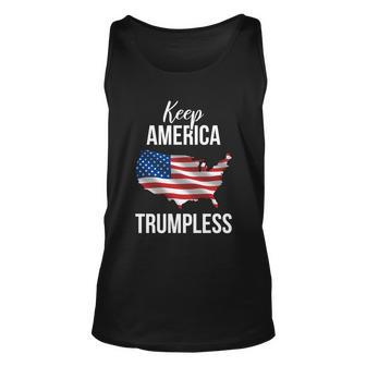 Flag Of The United States Usa Keep America Trumpless Meaningful Gift Unisex Tank Top - Monsterry CA