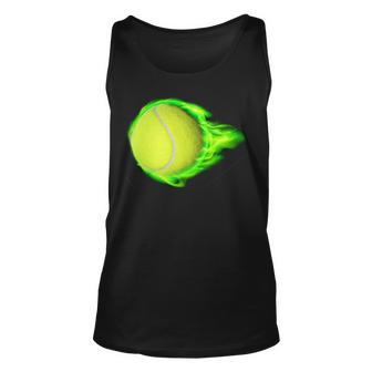 Flaming Tennis Ball Tshirt Unisex Tank Top - Monsterry UK