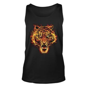 Flaming Tiger Fire T-Shirt Graphic Design Printed Casual Daily Basic Unisex Tank Top - Thegiftio UK