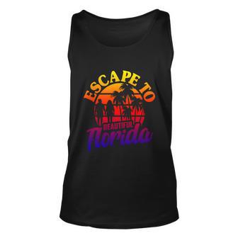 Florida Escape To Beautiful Florida Vintage Desantis Escape Great Gift Unisex Tank Top - Monsterry