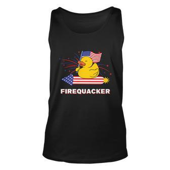 Fourth Of July Usa Patriotic Firecracker Rubber Duck Gift Unisex Tank Top - Monsterry