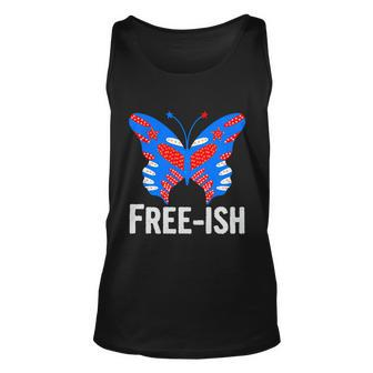 Freeish Butterfly Cute Funny 4Th Of July Independence Day Plus Size Graphic Unisex Tank Top - Monsterry