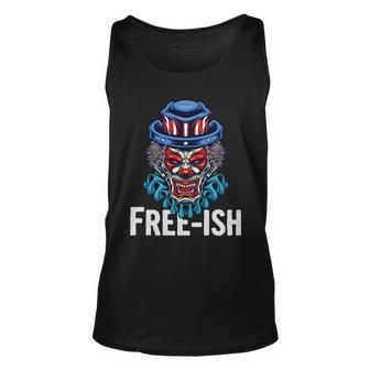 Freeish Skull Cute Funny 4Th Of July Independence Day Plus Size Graphic Shirt Unisex Tank Top - Monsterry