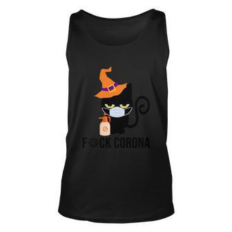Fuck Corona Cat Halloween Quote Unisex Tank Top - Monsterry