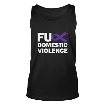Fuck Domestic Violence Purple Ribbon Domestic Violence Unisex Tank Top - Monsterry UK