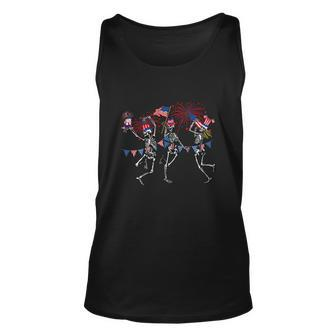 Funny 4Th Of July Dancing Skeleton Memorial Day Unisex Tank Top - Monsterry