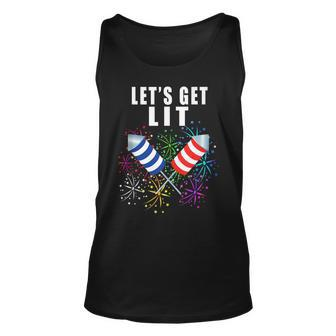 Funny 4Th Of July Lets Get Lit 2021 Pun Unisex Tank Top - Seseable