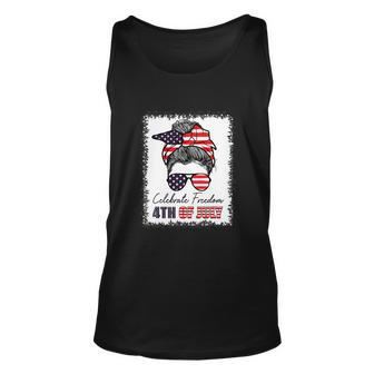 Funny 4Th Of July Messy Bun American Flag Unisex Tank Top - Monsterry